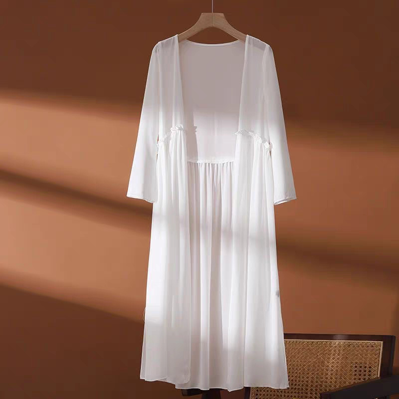 Kimono Cardigan Women - เสื้อคลุมคาร์ดิแกนผ้าชีฟองสำหรับผู้หญิงไซส์ใหญ่ 6XL สำหรับฤดูร้อน ทรงหลวม ใส่สบาย เปิดด้านหน้า