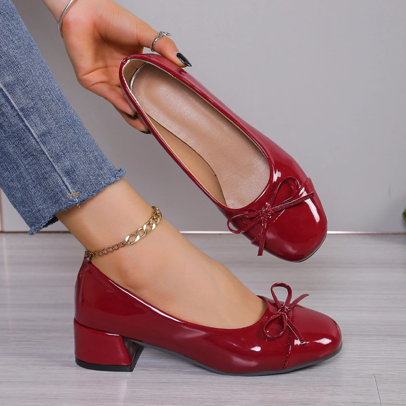 Women Fashion Heels - 2026 รองเท้าผู้หญิงรองเท้าส้นสูงแพลตฟอร์มผู้หญิงรอบนิ้วเท้าโบว์-โบว์-นอต รองเท้าบัลเล่ต์หวานๆ สำหรับออฟฟิศ ผู้หญิง รองเท้าแมรี่เจนซาปาโตส