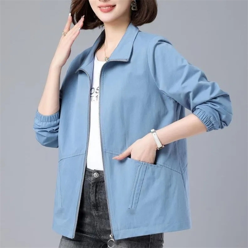 Women'S Fashion Raincoat - แฟชั่น 2025 ใหม่เสื้อ Windbreaker ผู้หญิงสีบล็อกซิปเสื้อแจ็คเก็ตฤดูใบไม้ร่วง Casual
