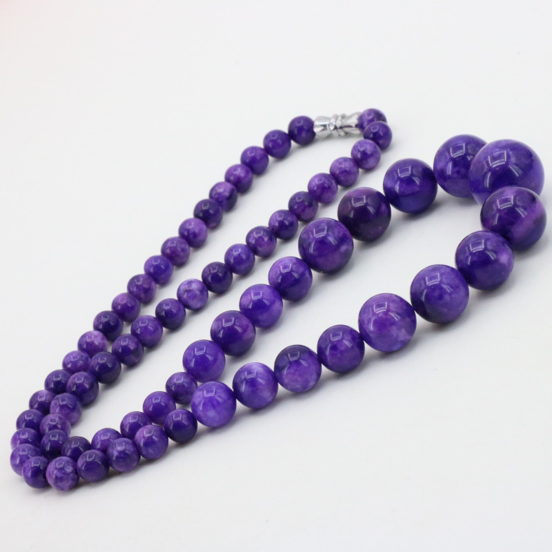 Women'S Fashion Retailers - Charoite ห่วงโซ่หินลูกปัดกลม 6-14 มม. สร้อยคอผู้หญิง 18