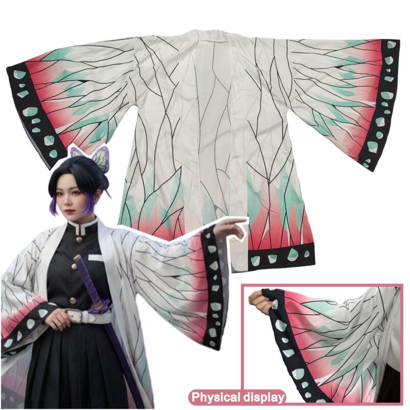 Kimono Cardigan Women - ชุดคอสเพลย์ฤดูร้อนสไตล์อนิเมะญี่ปุ่น ชิโนบุ โคโจ สำหรับผู้หญิง ลายผีเสื้อ แขนยาว