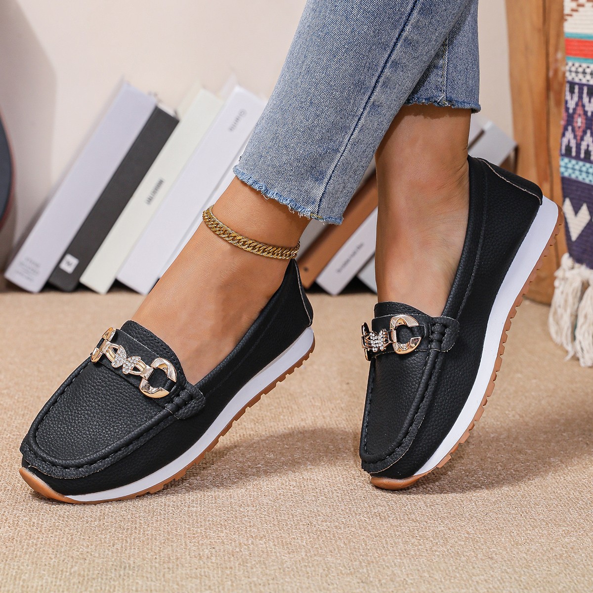 Women'S Fashion Loafers - รองเท้าผู้หญิงแบบสวม รุ่นใหม่ ปี 2026 สำหรับฤดูใบไม้ผลิและฤดูใบไม้ร่วง สไตล์ลำลอง