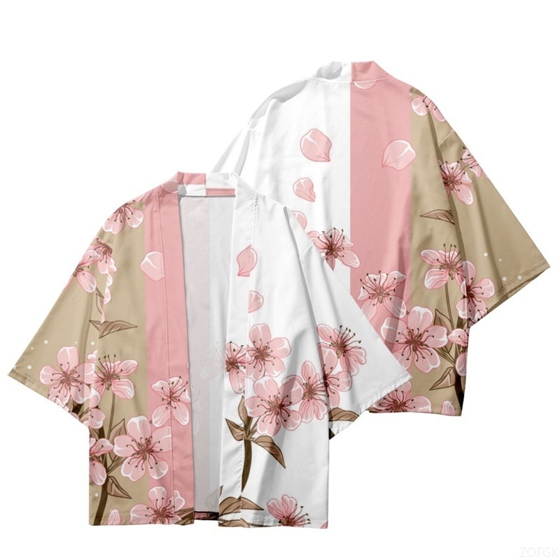 Kimono Cardigan Women - ฤดูร้อนผู้หญิงดอกไม้พิมพ์กิโมโนผู้ชายแฟชั่นชายหาดเสื้อฮาวายแฟชั่นเสื้อคลุมลายพลัมกิโมโนเสื้อคลุมอาบน้ำยูกาตะ ฮาโอริ