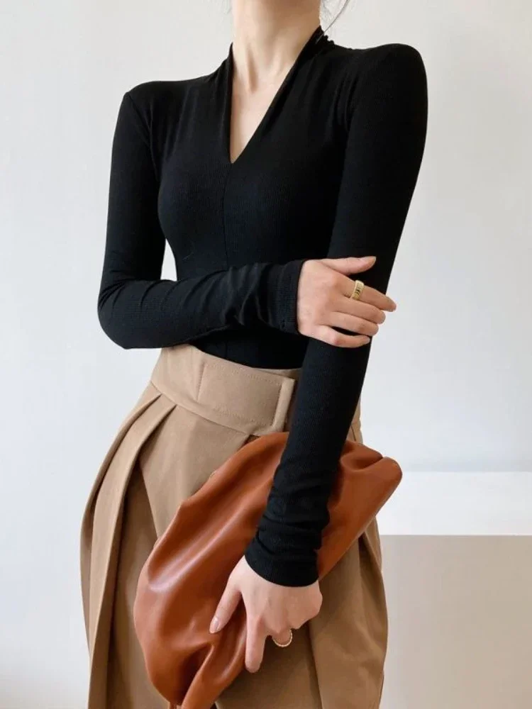 เสื้อเชิ้ตคอวีทรงเข้ารูป แขนยา - Women Top Fashion บทวิจารณ์และราคา