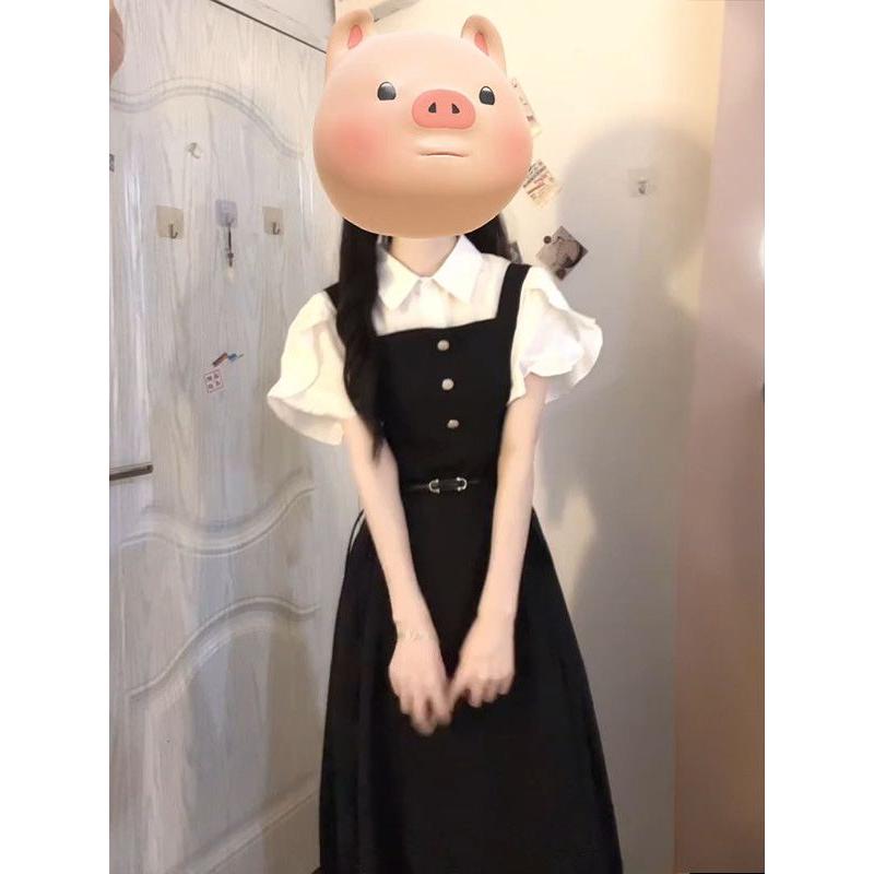 ชุดเดรสสีดำสไตล์ญี่ปุ่นแสนหวาน - Belted Shirt Dress บทวิจารณ์และราคา