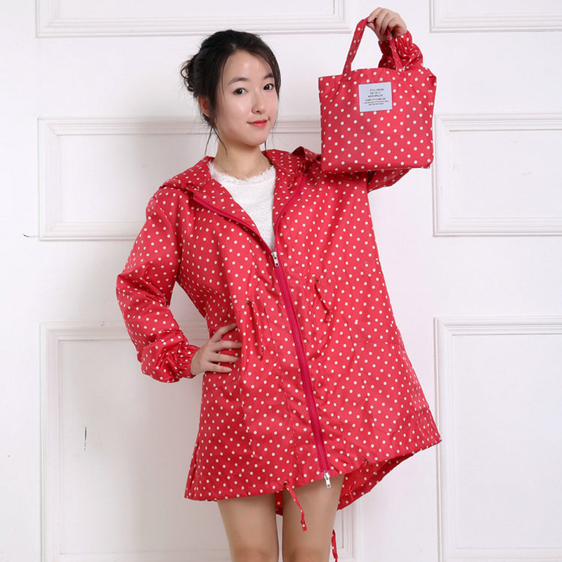 แฟชั่น Dot พิมพ์ผู้หญิงเสื้อกั - Women'S Fashion Raincoat บทวิจารณ์และราคา