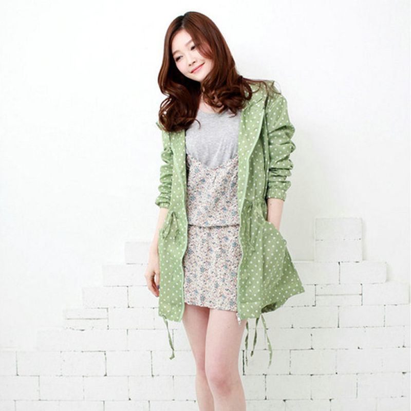 แฟชั่น Dot พิมพ์ผู้หญิงเสื้อกั - Women'S Fashion Raincoat บทวิจารณ์และราคา