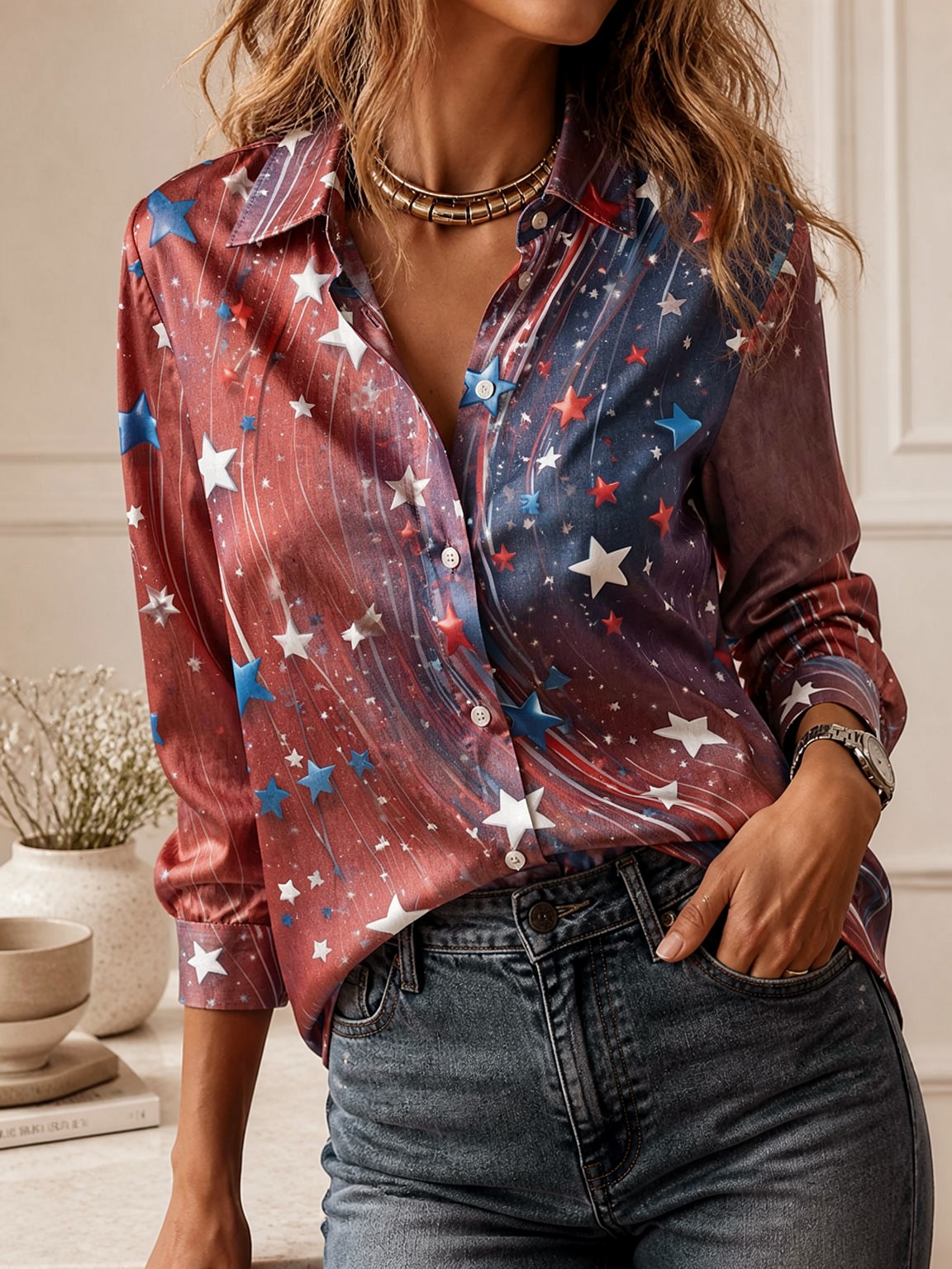 เสื้อคอปกแขนยาวสวยหรูสำหรับผู้ - Women Top Fashion บทวิจารณ์และราคา
