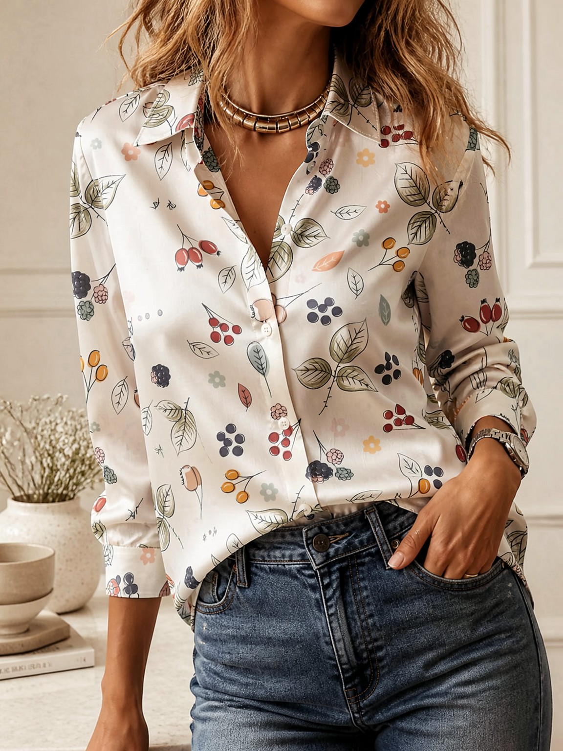 เสื้อคอปกแขนยาวสวยหรูสำหรับผู้ - Women Top Fashion บทวิจารณ์และราคา