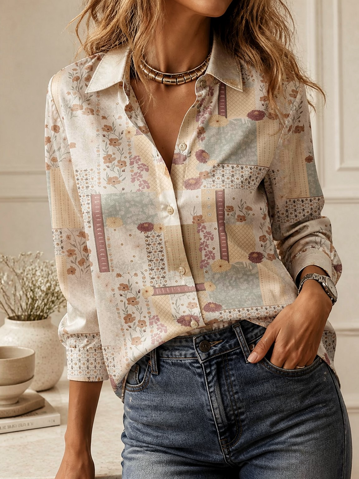 เสื้อคอปกแขนยาวสวยหรูสำหรับผู้ - Women Top Fashion บทวิจารณ์และราคา