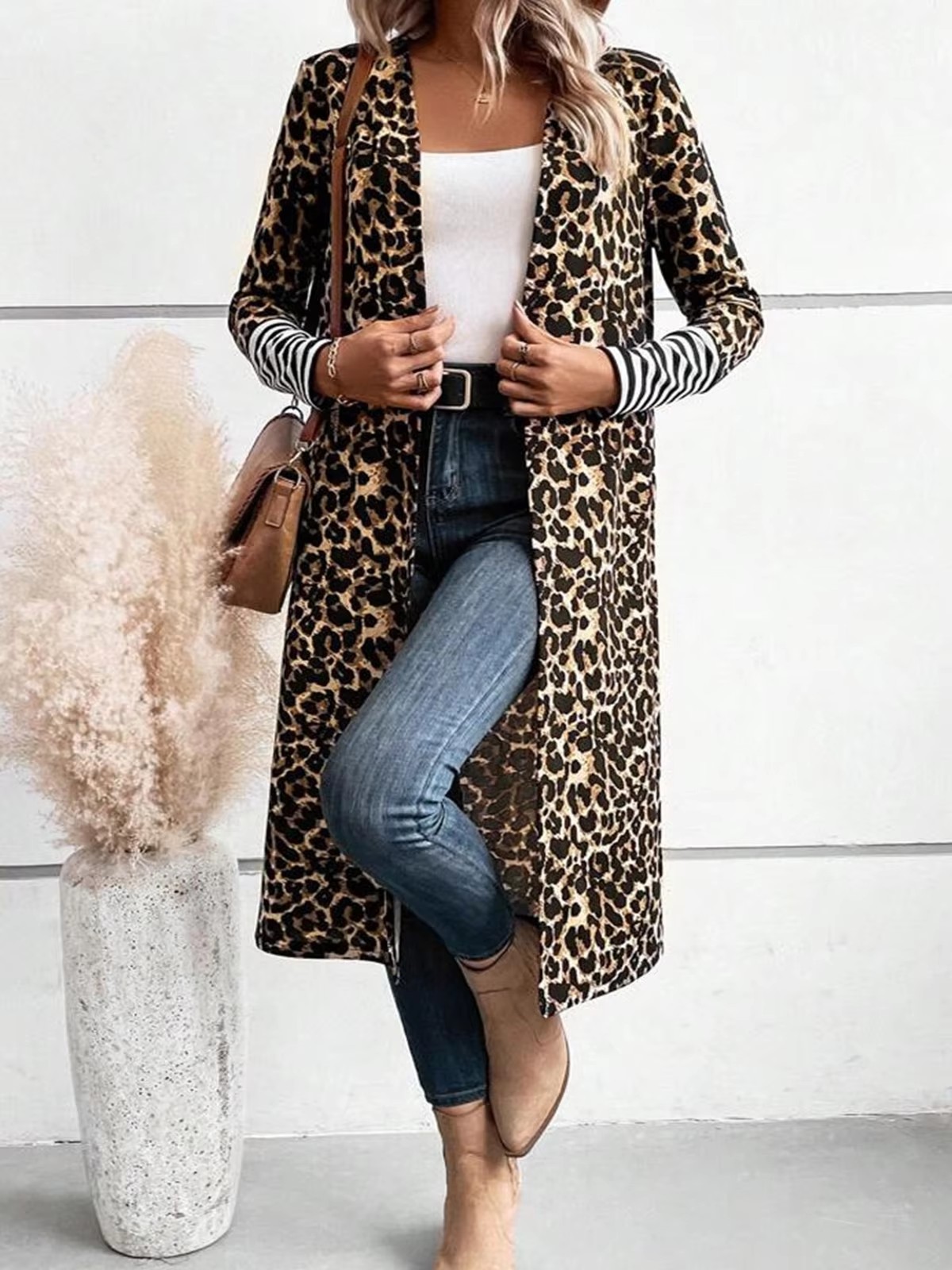 เสื้อคลุมคาร์ดิแกนลายเสือดาวสำ - Kimono Cardigan Women บทวิจารณ์และราคา