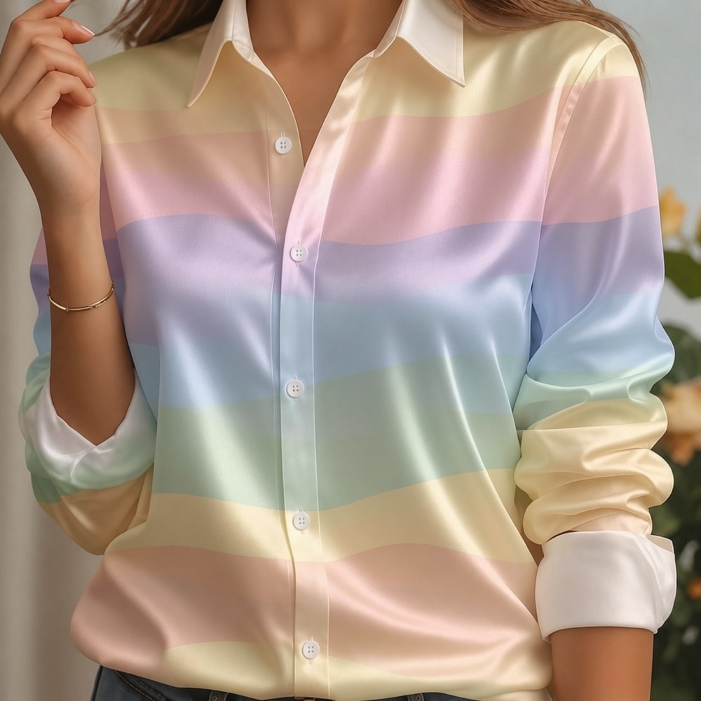 เสื้อเชิ้ตผู้หญิง ปกผ้าซาติน ล - Women Top Fashion บทวิจารณ์และราคา