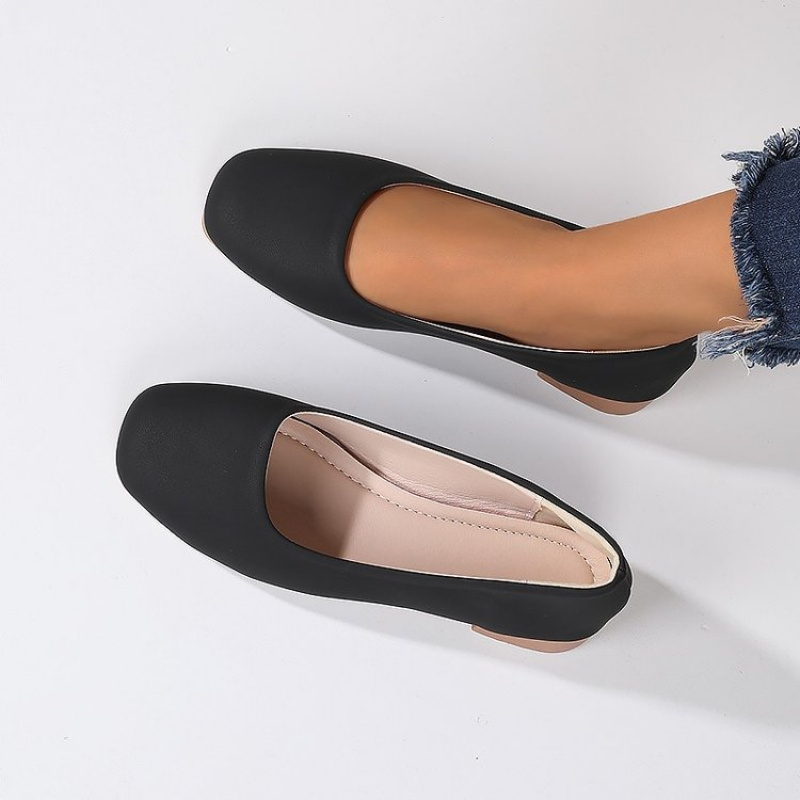 รองเท้าหนังนิ่มทรงกลมแบบสวม รุ - Women Fashion Heels บทวิจารณ์และราคา