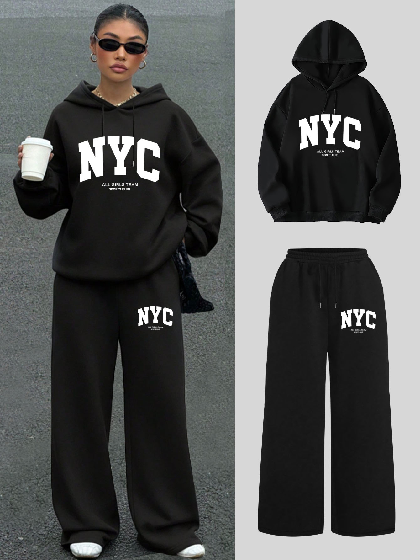 ชุดเซ็ตสตรีทแวร์ลำลอง 2 ชิ้น เ - Hoodie Women Oversized บทวิจารณ์และราคา