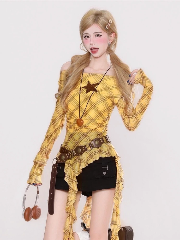 เสื้อยืดวินเทจลายสก๊อต Y2K สำห - Women Top Fashion บทวิจารณ์และราคา
