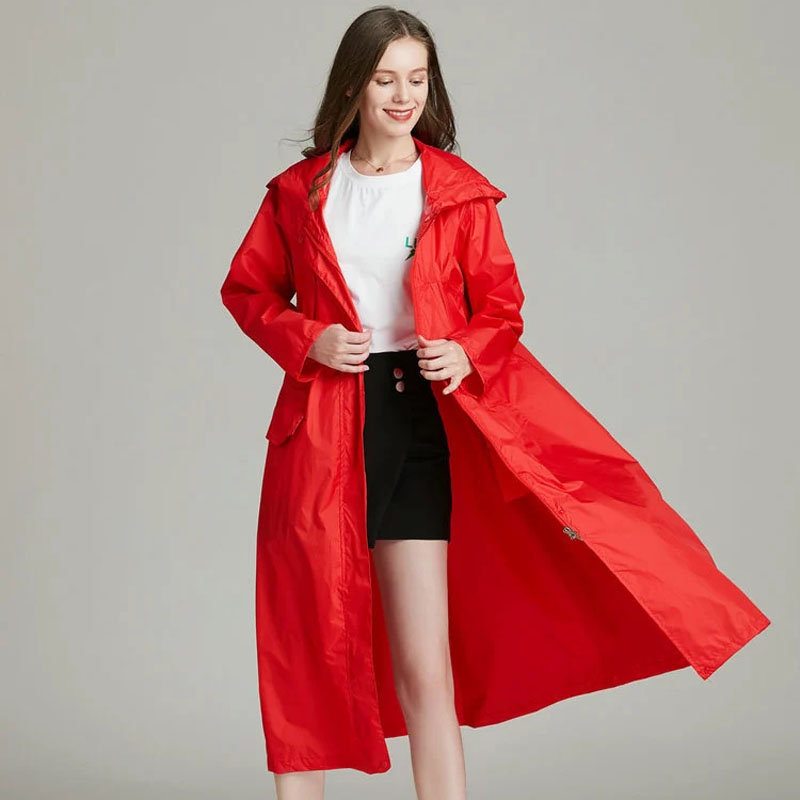 ผู้หญิงน้ําหนักเบาสีแดงสีดําBr - Women'S Fashion Raincoat บทวิจารณ์และราคา