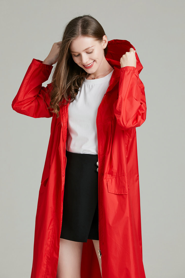 ผู้หญิงน้ําหนักเบาสีแดงสีดําBr - Women'S Fashion Raincoat บทวิจารณ์และราคา