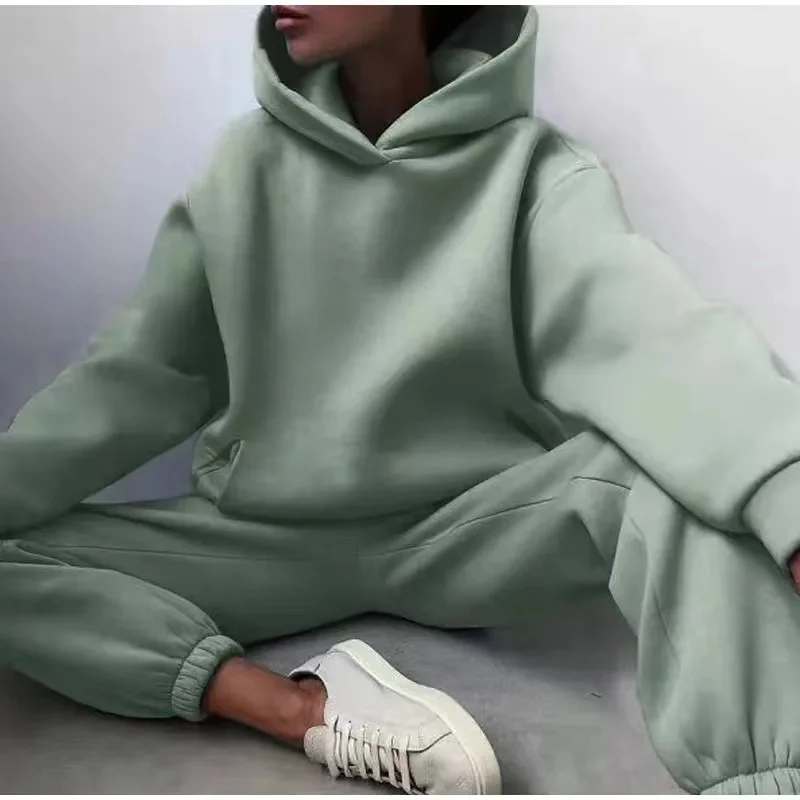 ฤดูหนาว 2 ชิ้นชุดชุดสตรีขนาดให - Hoodie Women Oversized บทวิจารณ์และราคา
