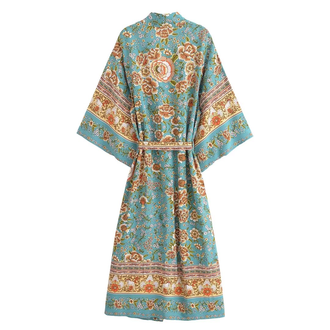 วันหยุดผู้หญิงดอกไม้สีเขียวพิม - Kimono Cardigan Women บทวิจารณ์และราคา