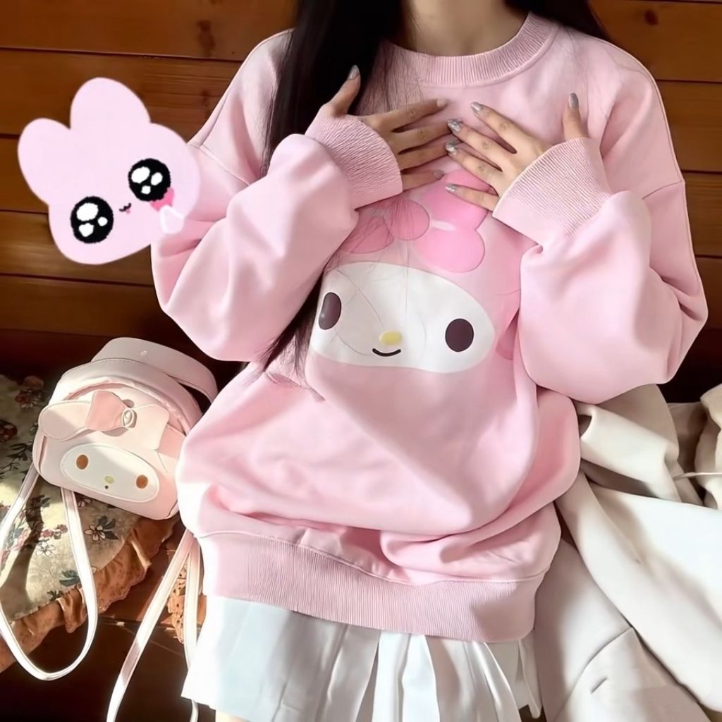 เสื้อฮู้ดดี้แขนยาวพิมพ์ลายซานร - Hoodie Women Oversized บทวิจารณ์และราคา