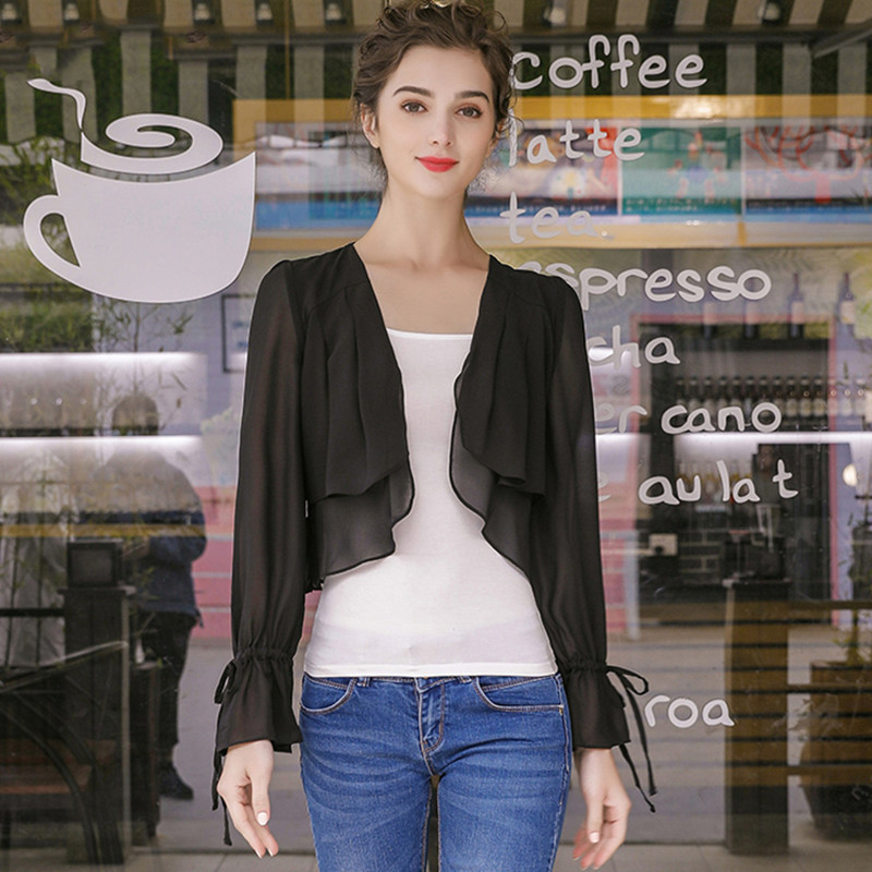 เสื้อคลุมชีฟองแขนระบายสำหรับผู - Kimono Cardigan Women บทวิจารณ์และราคา