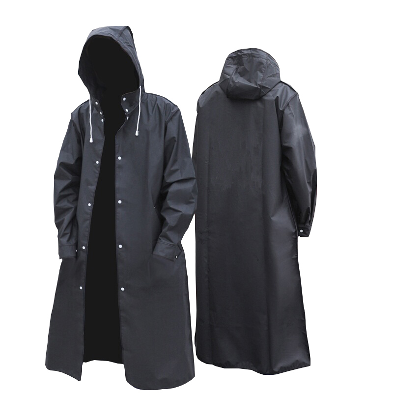 สีดําแฟชั่นผู้ใหญ่กันน้ํายาวเส - Women'S Fashion Raincoat บทวิจารณ์และราคา