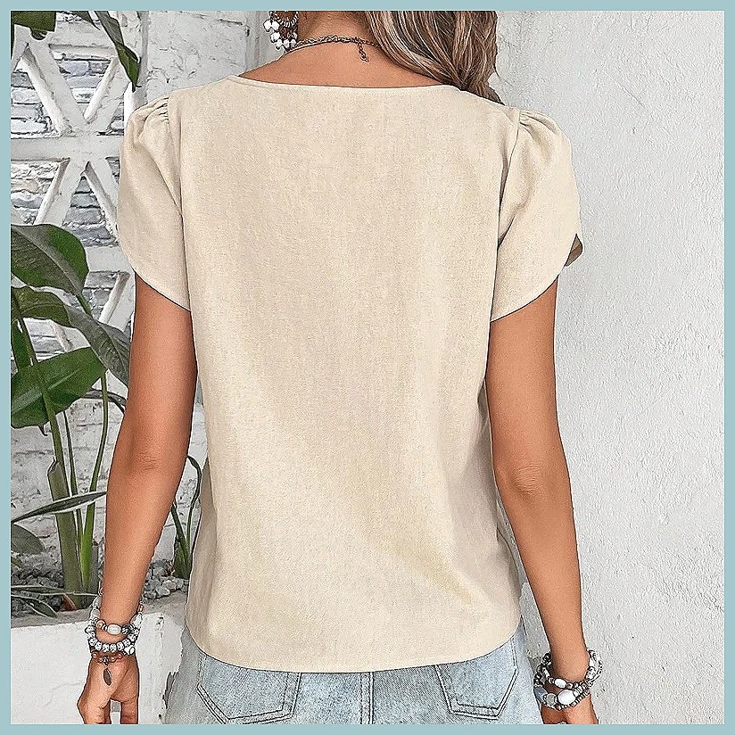 เสื้อเบลาส์สีพื้นสไตล์วินเทจสำ - Women Top Fashion บทวิจารณ์และราคา