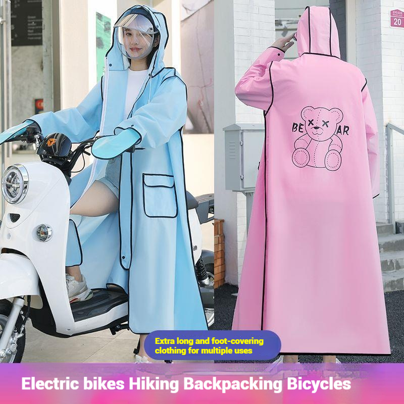 สีดําแฟชั่นผู้ใหญ่กันน้ํายาวเส - Women'S Fashion Raincoat บทวิจารณ์และราคา