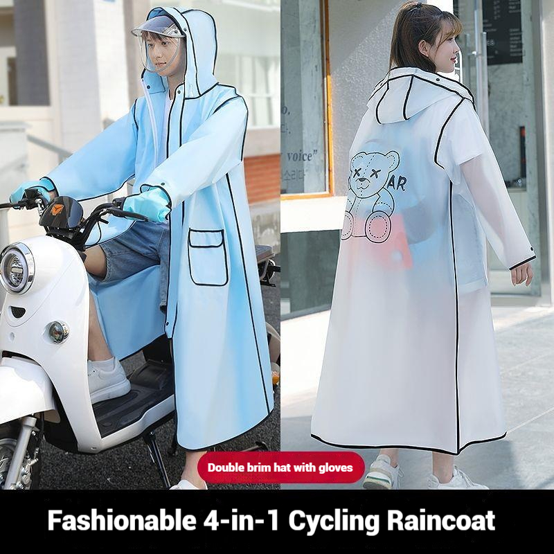 สีดําแฟชั่นผู้ใหญ่กันน้ํายาวเส - Women'S Fashion Raincoat บทวิจารณ์และราคา