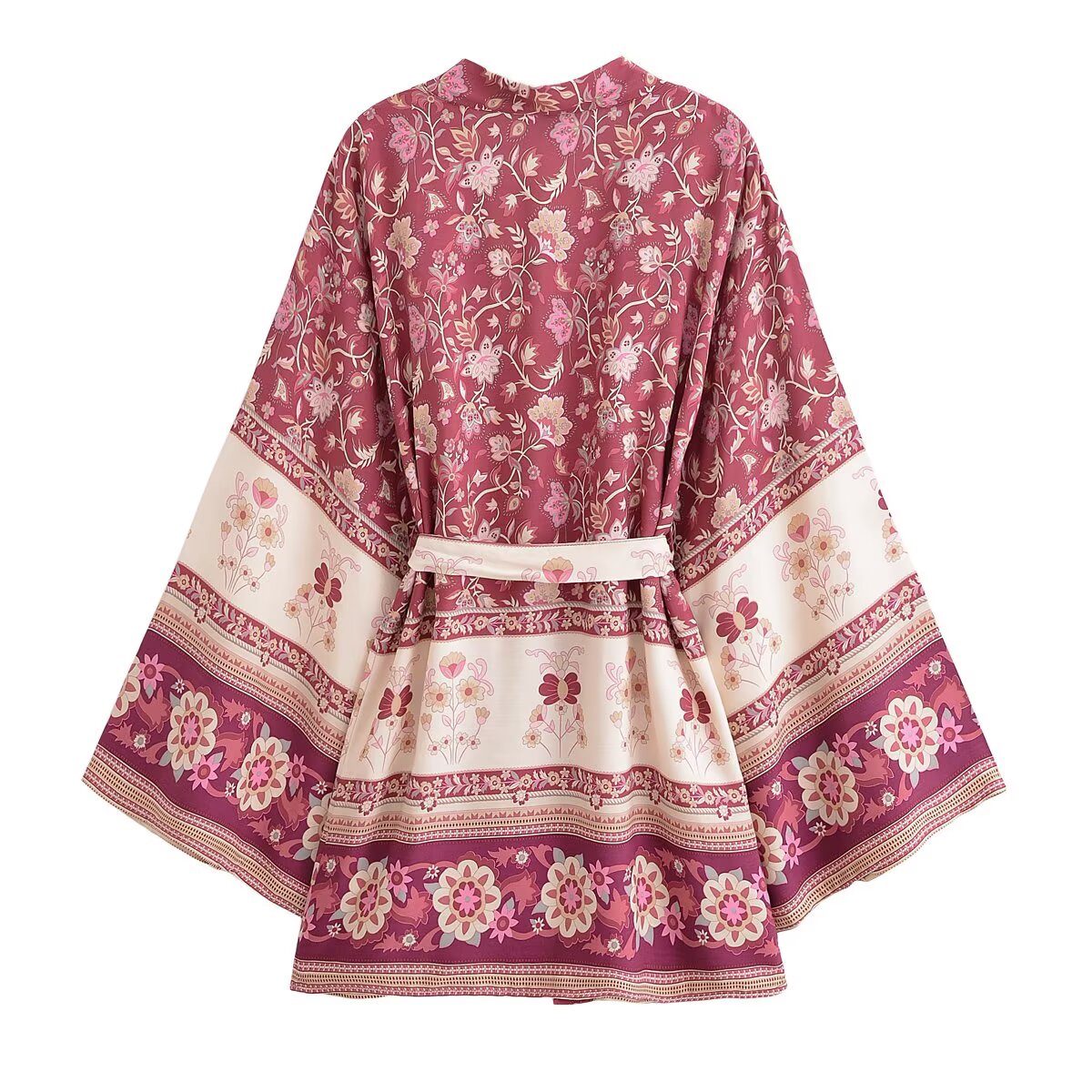 2022 BOHOผู้หญิงContrastดอกไม้ - Kimono Cardigan Women บทวิจารณ์และราคา