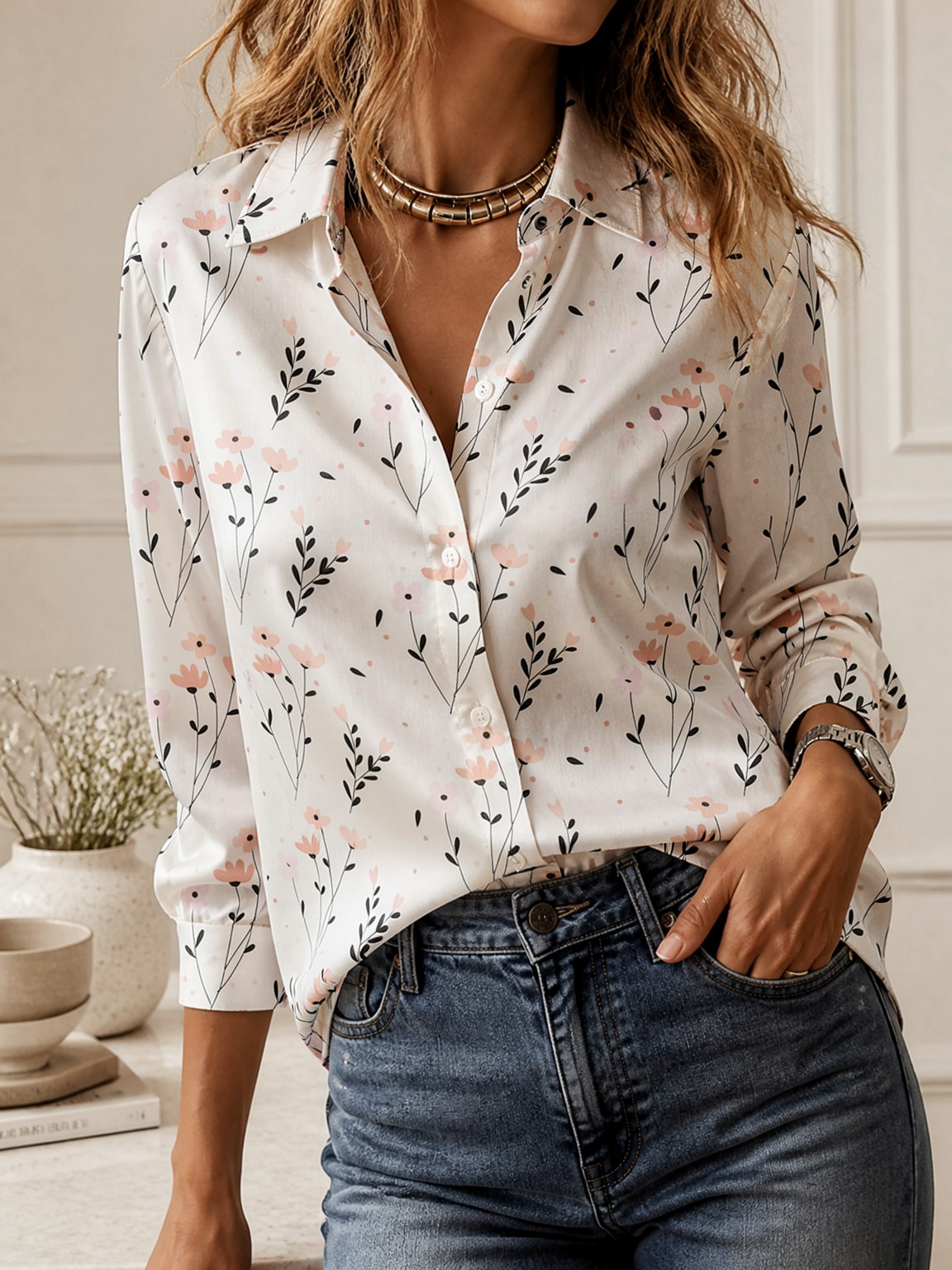 เสื้อเชิ้ตแขนยาวสไตล์มินิมอลปี - Women Top Fashion บทวิจารณ์และราคา