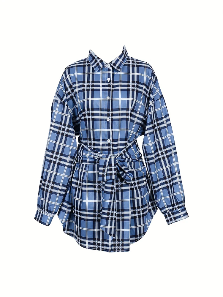 เดรสเชิ้ตลายสก็อตผู้หญิง เอวสู - Belted Shirt Dress บทวิจารณ์และราคา
